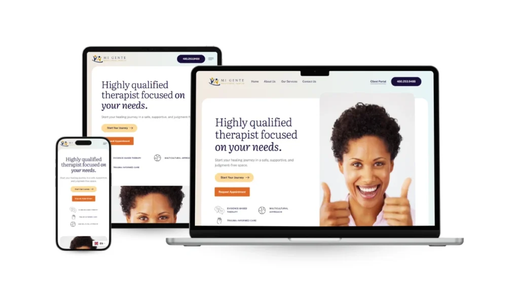 Responsive Therapist Website Design – Mi Gente Mental Health Platform
