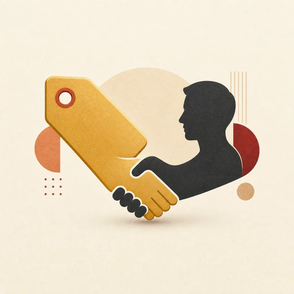 Digital marketing agency partnership and business collaboration represented by a handshake illustration